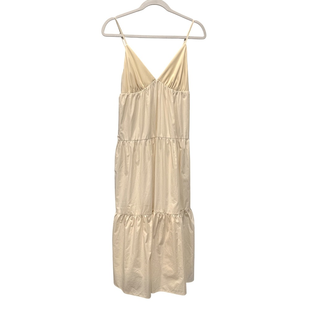 English Factory Womens Babydoll Tiered Maxi Dress Boho Cottage Sz S Cream V-Neck - Picture 3 of 11